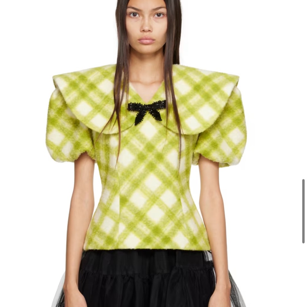 NWT ShuShu/Tong Green Check Blouse